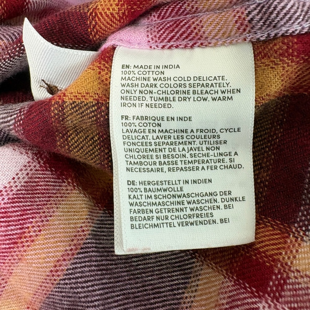 Lands End Flannel Shirt Womens L Pink Vintage Plaid Long Sleeve Button Up NWT - Picture 4 of 7
